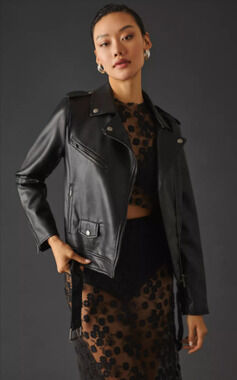 Anthropologie Avec Les Filles Black Moto Jacket Biker Style - Size M 8-12